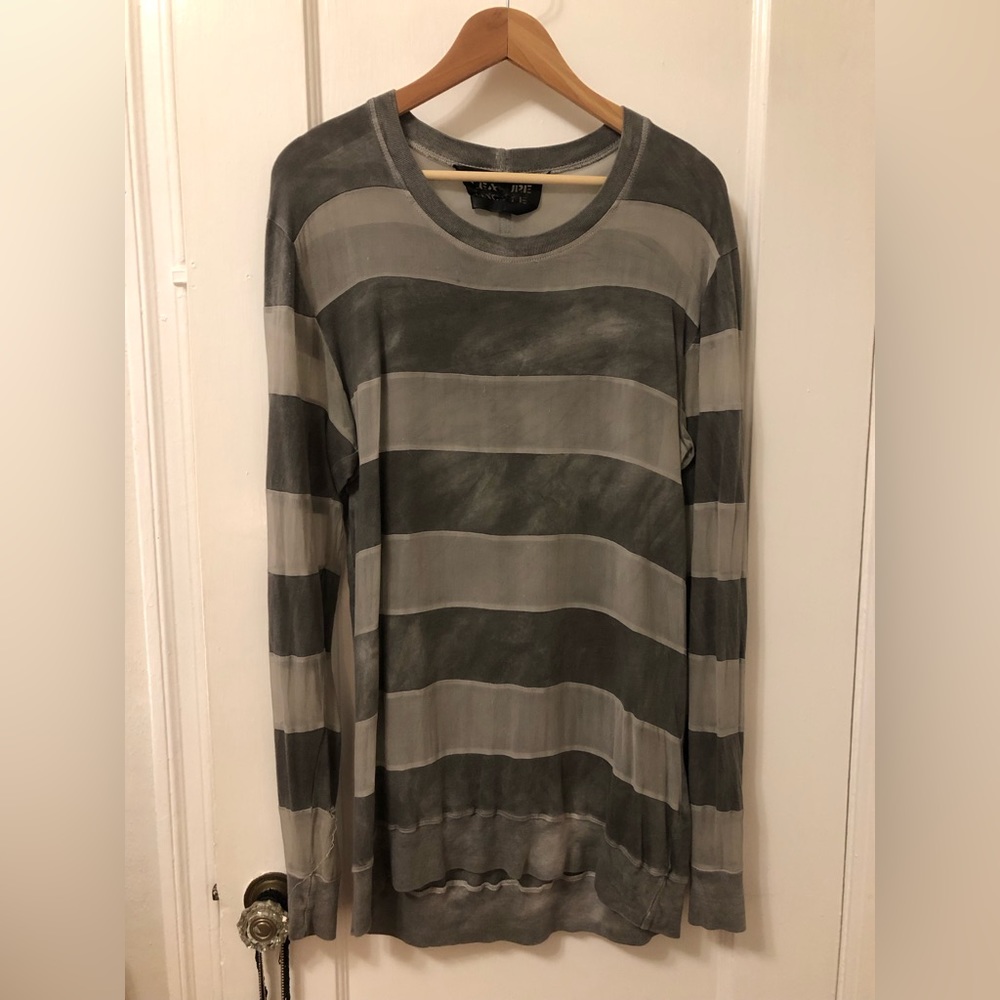RARE Sheer silk/cotton striped long sleeve